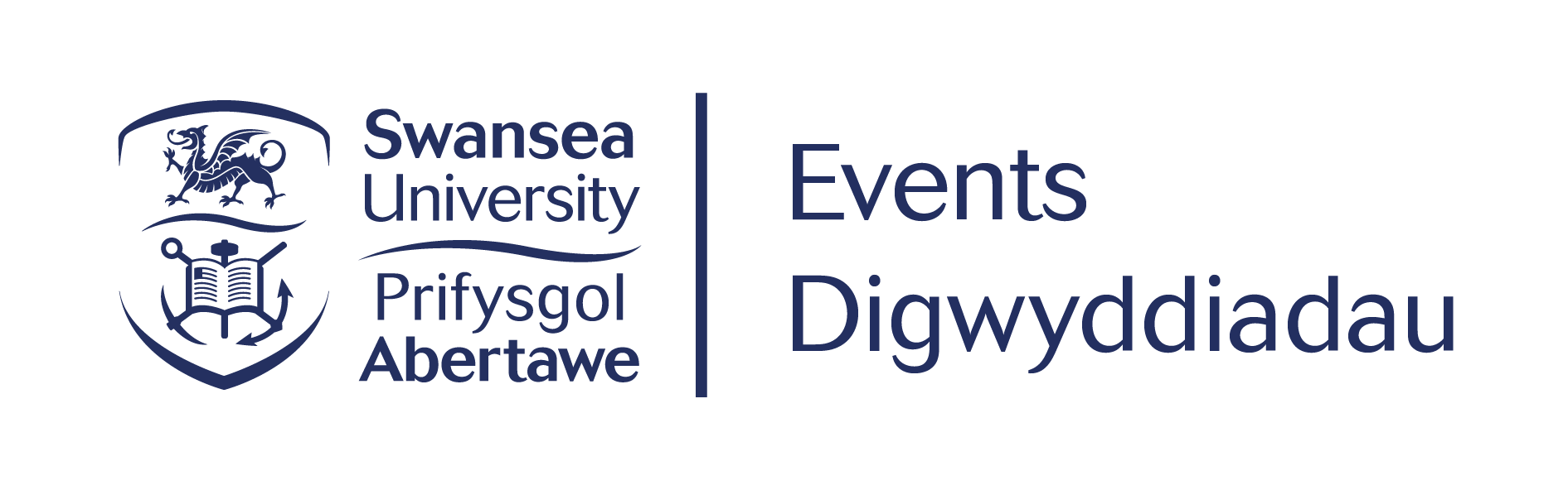 Swansea University logo in navy blue with the word "events" on the right hand side