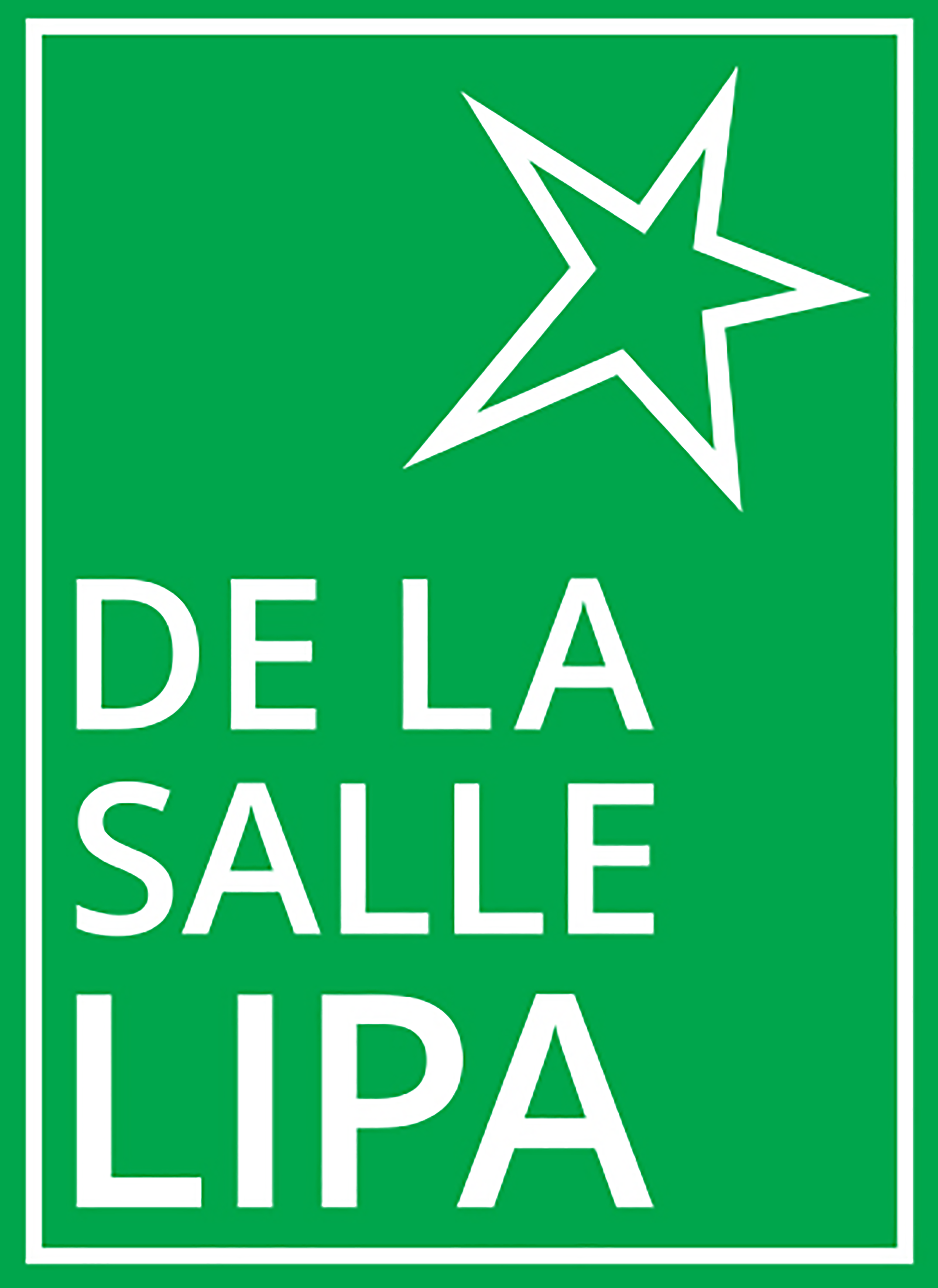 De La Salle Lipa logo white text on Green