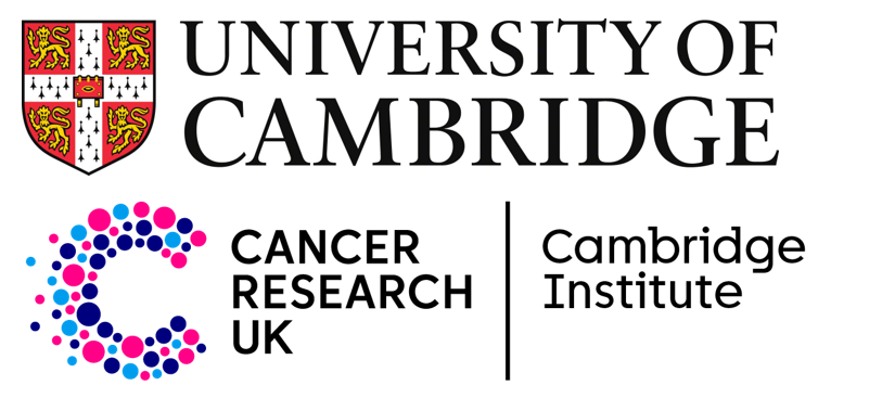 University of Cambridge logo on top, Cancer Research UK - Cambridge Institute logo underneath