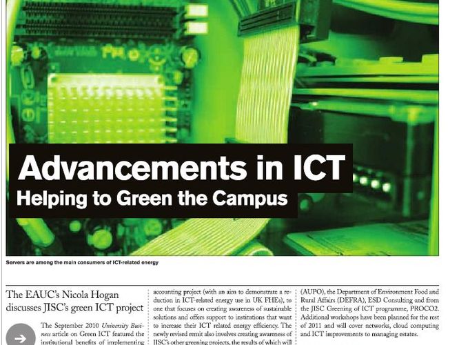 Greening ICT - EAUC feature in University Business