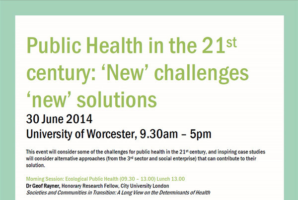 One day conference on ecological public health and the 3rd sector / social enterprise