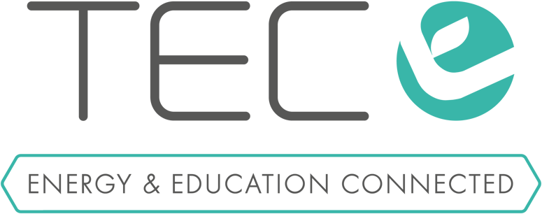 TEC in black text strapline reading Energy and Education Connected and green accent colours